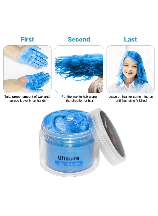 Temporary Hair Color For Kids Ultikare Blue Hair Dye Natural Styling Wax Color Instant Mud Cream Gel 3.4 Fl Oz Girl Gifts Party Cosplay Diy Children'S Day