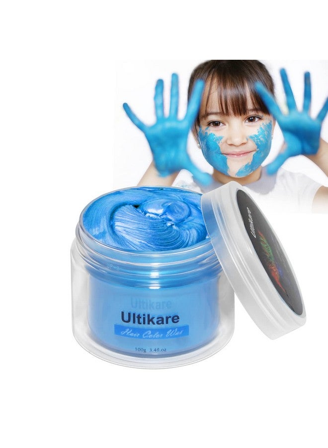 Temporary Hair Color For Kids Ultikare Blue Hair Dye Natural Styling Wax Color Instant Mud Cream Gel 3.4 Fl Oz Girl Gifts Party Cosplay Diy Children'S Day