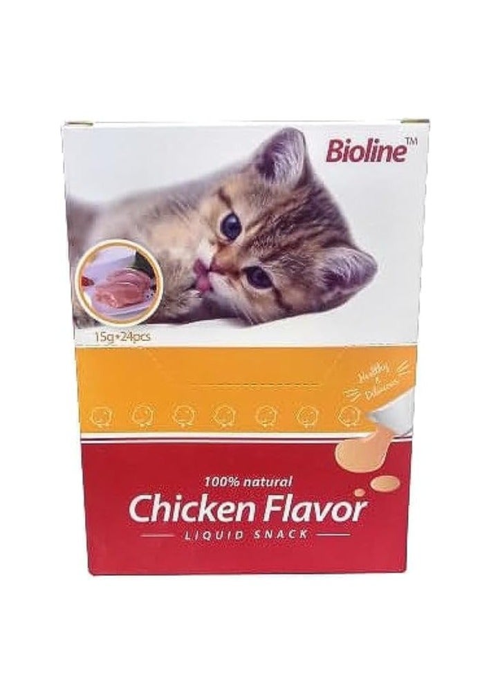 Chicken Flavor Natural Liquid Snack For Cats 24X15g