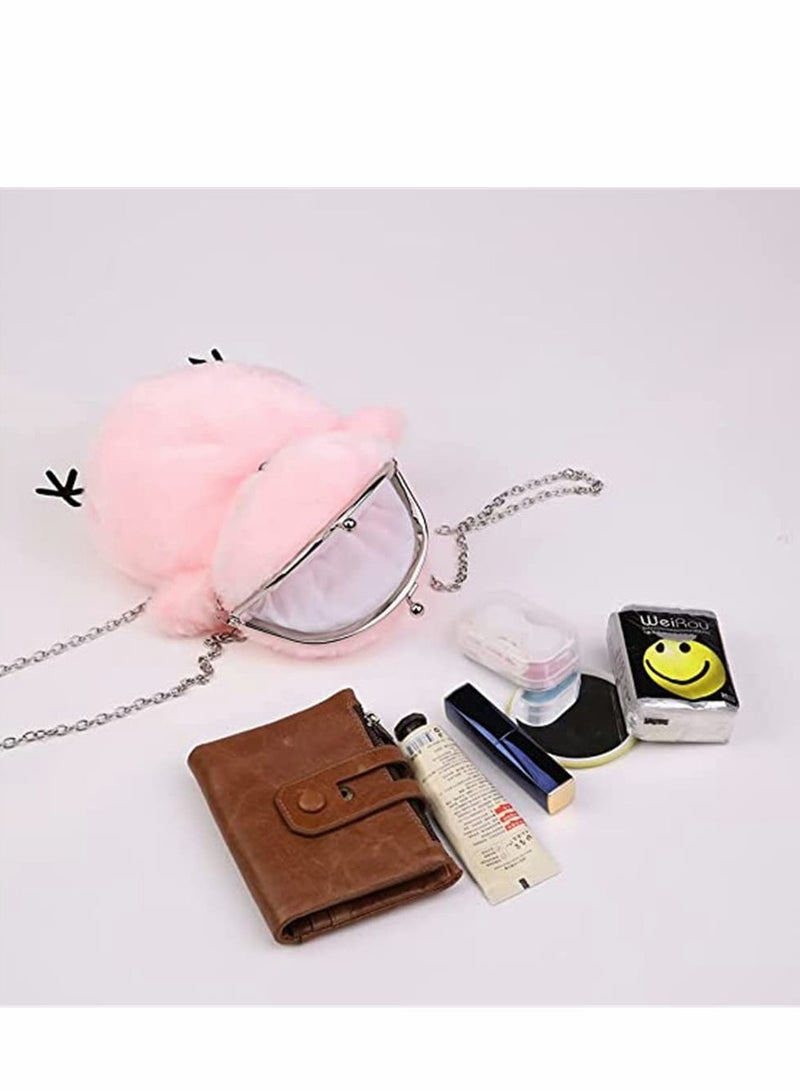Women Cute Plush Crossbody Bag, Cute Chick Purse Crossbody Fluffy Fur Coin Wallet Chain Pouch, Chic Small Shoulder Purse Cell Phone Wallet for Girls (Pink)