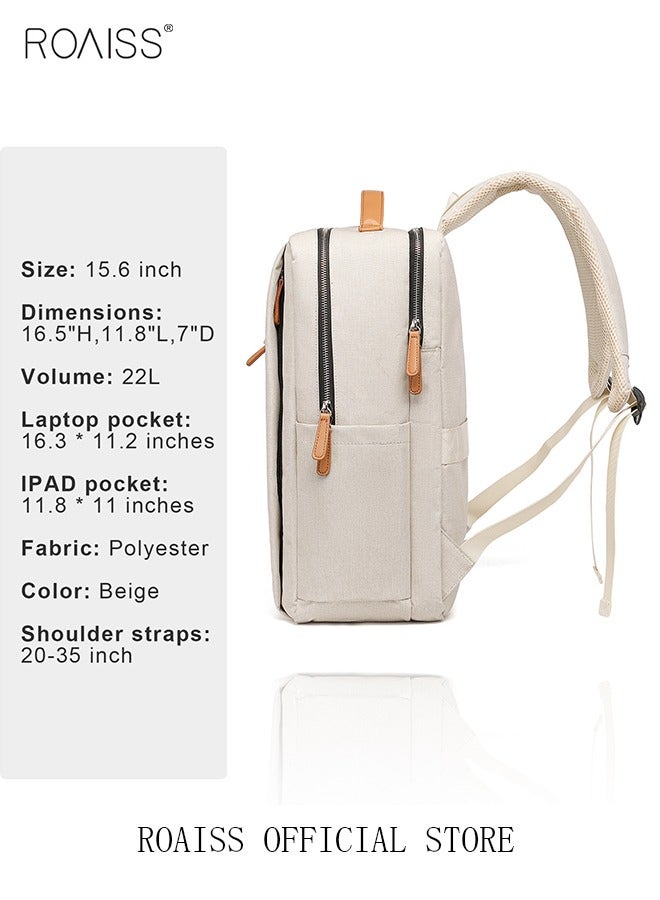 Functional Backpack Large Capacity Short Distance Travel Solid Color Design Light Business Style Student Backpack Computer Bag