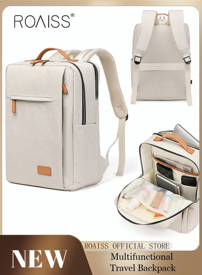 Functional Backpack Large Capacity Short Distance Travel Solid Color Design Light Business Style Student Backpack Computer Bag