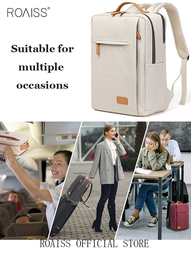 Functional Backpack Large Capacity Short Distance Travel Solid Color Design Light Business Style Student Backpack Computer Bag