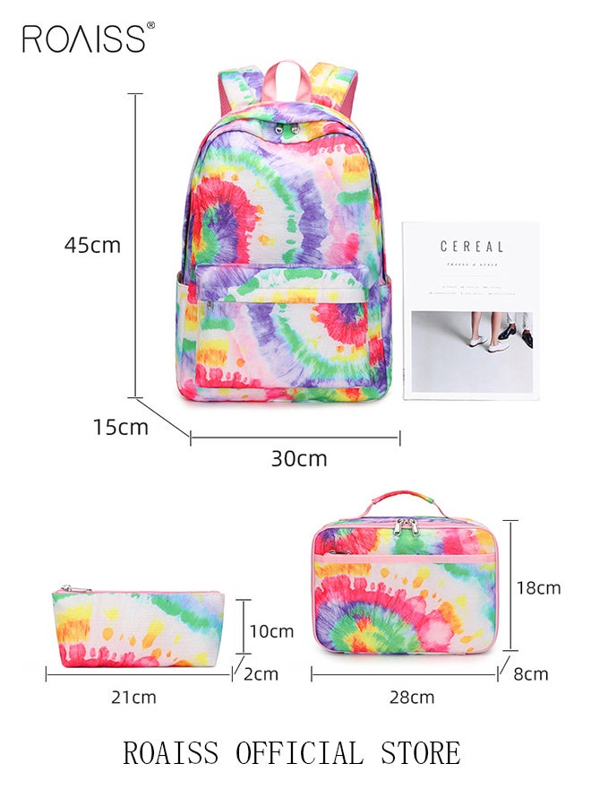 3 Piece Backpack Set Large Capacity Waterproof and Wear Resistant Same Color Series Lunch Bag and Pencil Case Large Capacity Storage Scientific Storage Simple Style Short Distance Travel Bag Student Backpack Laptop Bag