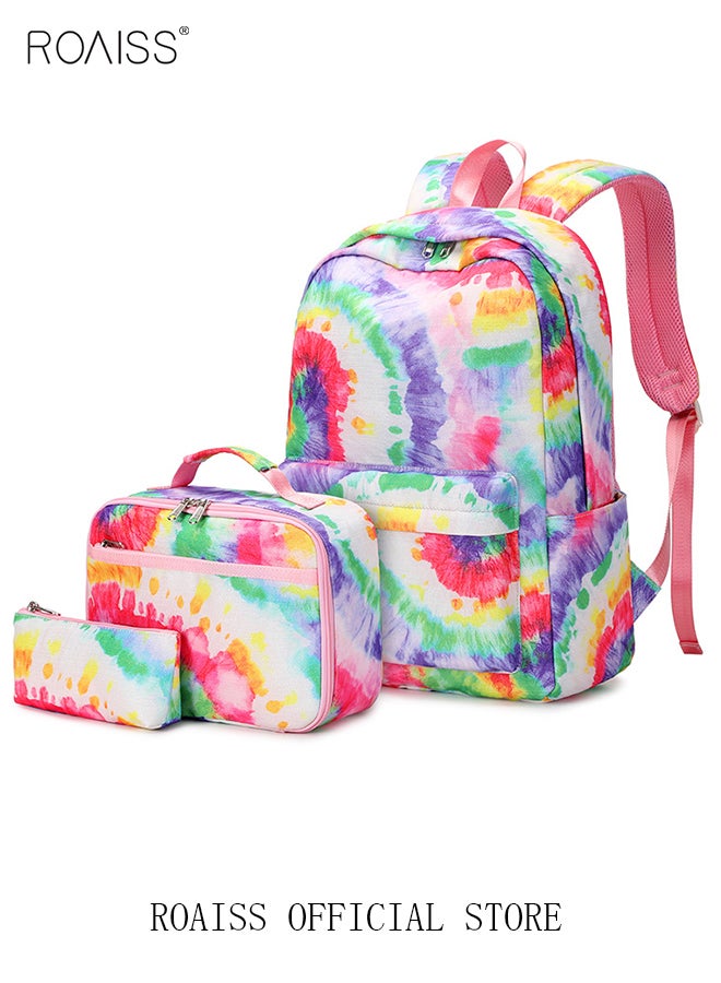 3 Piece Backpack Set Large Capacity Waterproof and Wear Resistant Same Color Series Lunch Bag and Pencil Case Large Capacity Storage Scientific Storage Simple Style Short Distance Travel Bag Student Backpack Laptop Bag