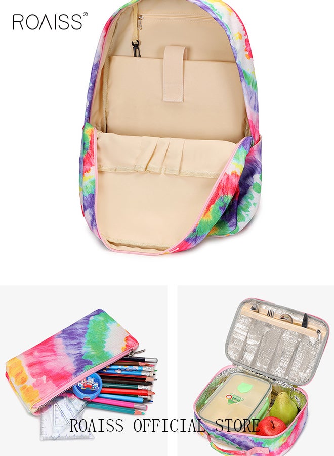 3 Piece Backpack Set Large Capacity Waterproof and Wear Resistant Same Color Series Lunch Bag and Pencil Case Large Capacity Storage Scientific Storage Simple Style Short Distance Travel Bag Student Backpack Laptop Bag