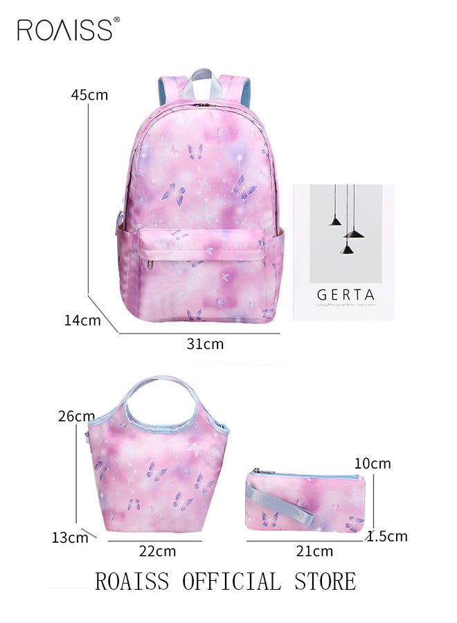 3 Piece Backpack Set Large Capacity Waterproof and Wear Resistant Same Color Series Lunch Bag and Pencil Case Large Capacity Storage Scientific Storage Simple Style Short Distance Travel Bag Student Backpack Laptop Bag
