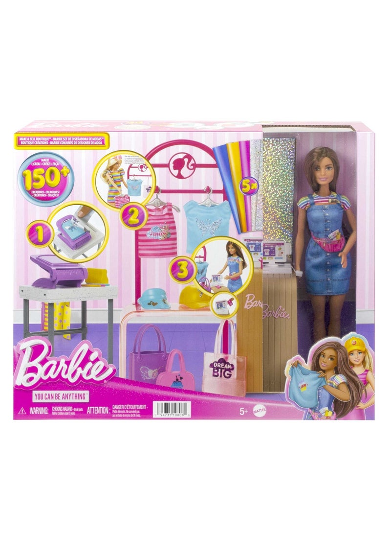 Make And Sell Boutique Playset With Brunette Doll, Foil Design Tools, Clothes And Accessories