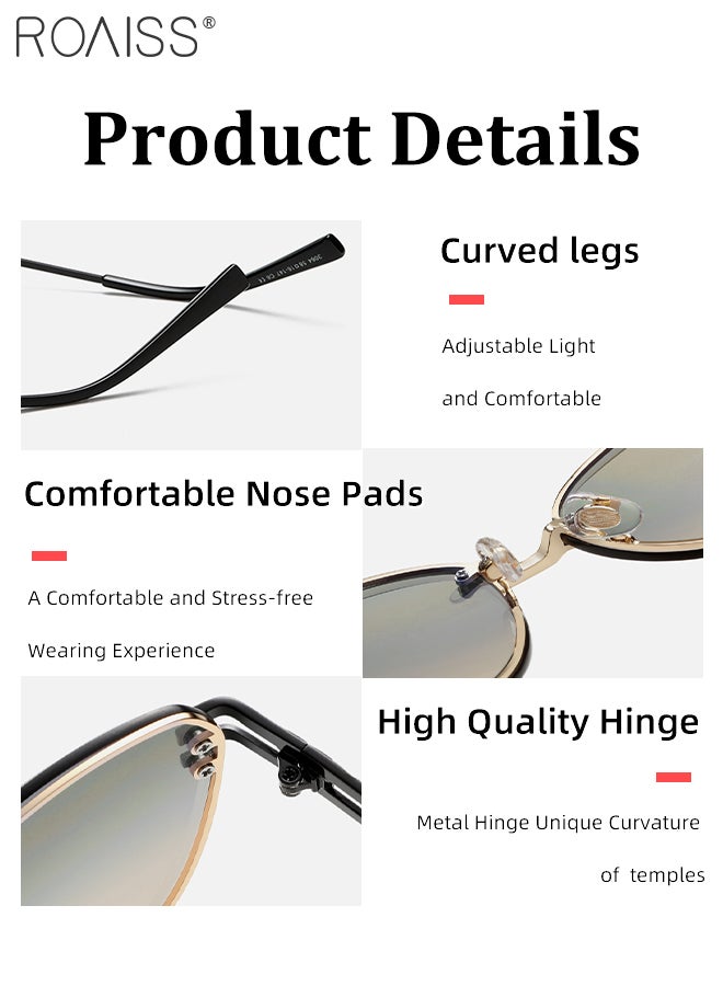 Cat Eye Sunglasses for Men Women, UV400 Protection Fashion Rimless Cool Square Sunglasses Anti-Glare Sun Shades with Glasses Case for Shopping Party Travel 58mm, Brown