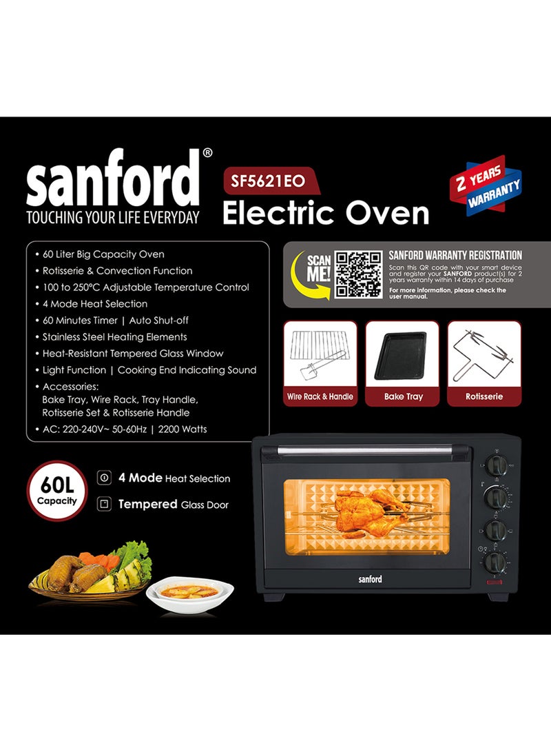 SANFORD ELECTRIC OVEN 60.0 LITRE 60 L 2000 W SF5621EO BS Black