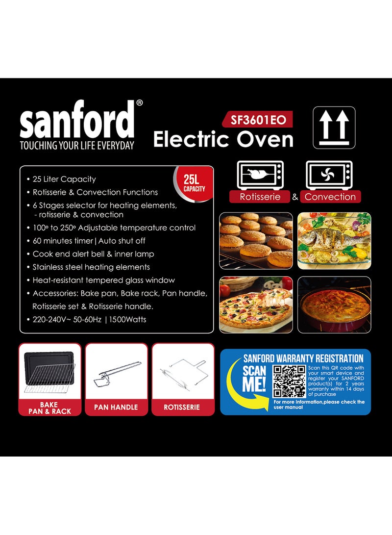 SANFORD ELECTRIC OVEN 25.0 LITRE 1380 WATTS 25 L 1500 W SF3601EO BS Multicolour