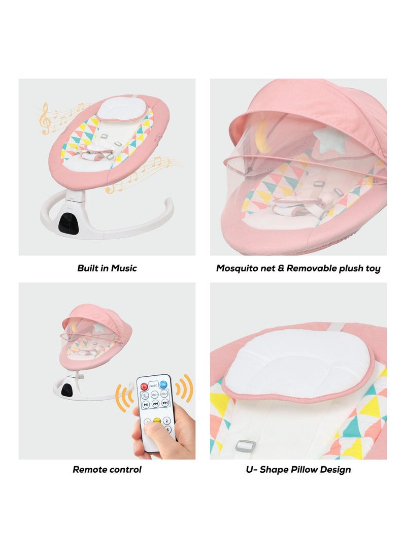 Nurtur Automatic Baby  Swing Chair   Swing Motion  Multi-Directional seat position song control  Bluetooth  Pink