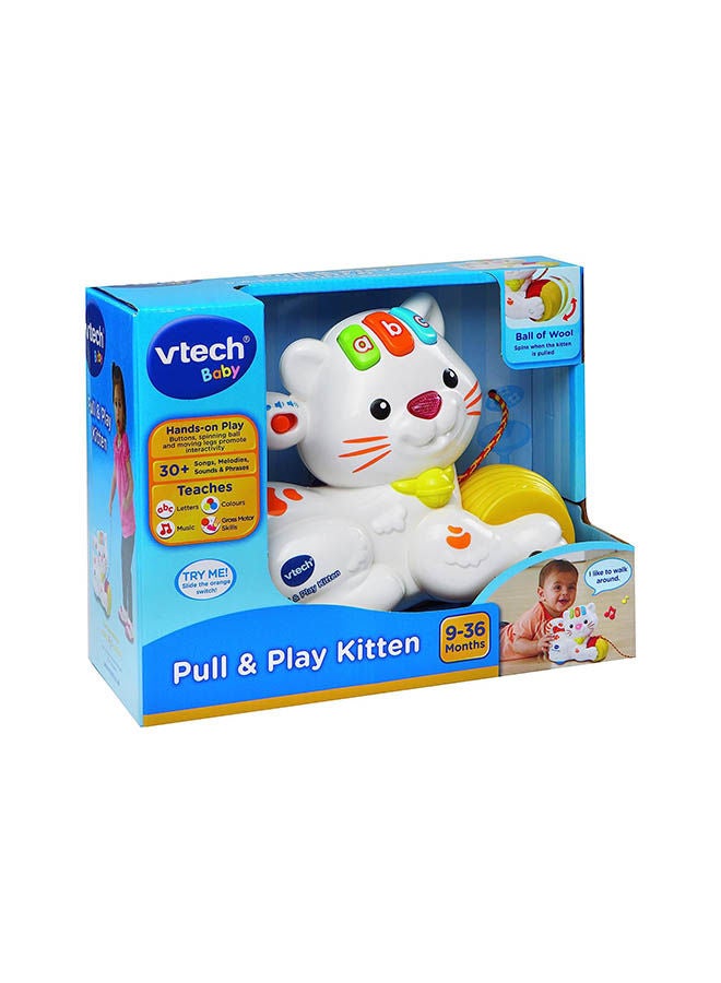 Pull And Play Kitten, Interactive Baby Toy With Lights And Music,Push And Pull Gift For Infants