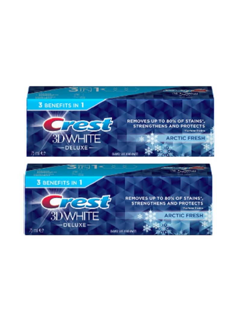 Crest3D White Deluxe Arctic Fresh Toothpaste Mint 75ml Pack of 2