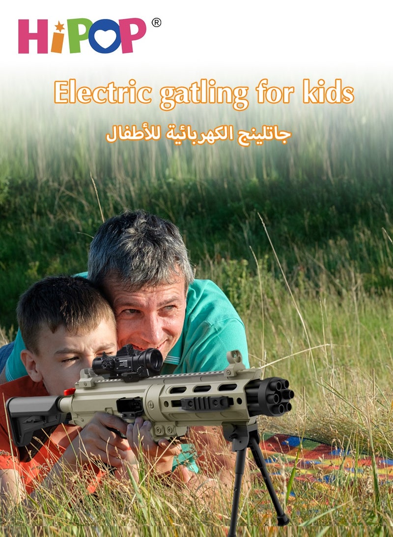 Rotating Gatling Toys Gun for Kids,Electric Gun Toy with Muzzle Simulation Rotation Function,Manual and Electric Dual Mode,30*Safe Soft Bullet,Kids Eeducational Model Gun Toy
