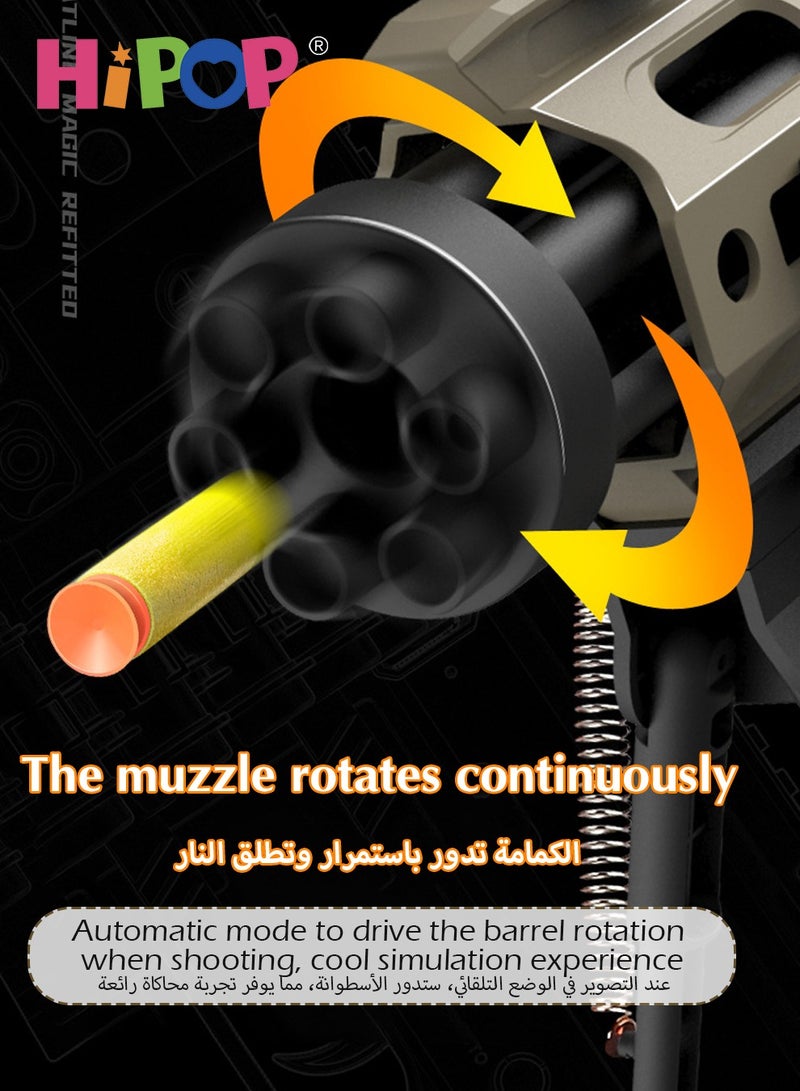 Rotating Gatling Toys Gun for Kids,Electric Gun Toy with Muzzle Simulation Rotation Function,Manual and Electric Dual Mode,30*Safe Soft Bullet,Kids Eeducational Model Gun Toy