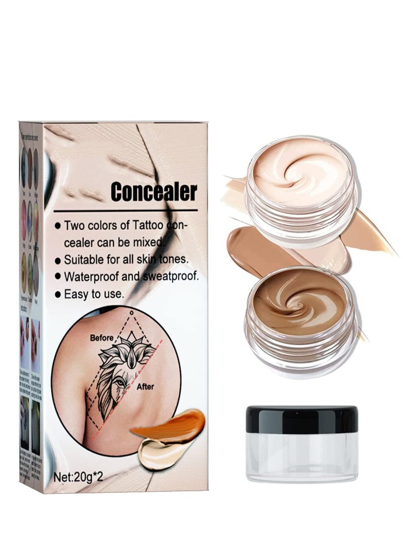 Concealer, Professional Scar Concealer Use on Body, Cover up Makeup Waterproof, Skin Concealer for Legs, Dark Spots, Scars, 2 Colors/Set