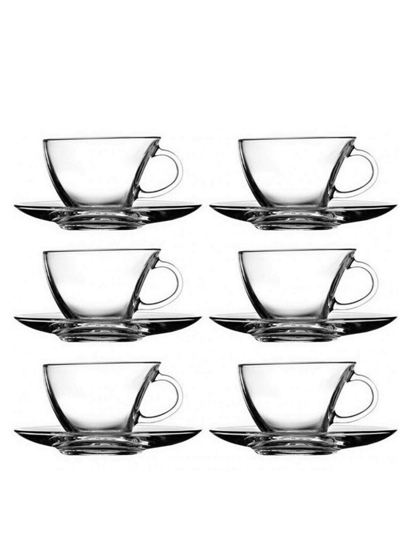 12-Piece Penguen Cup Set, 6 Cups & 6 Saucers, 230 ml Clear 230ml