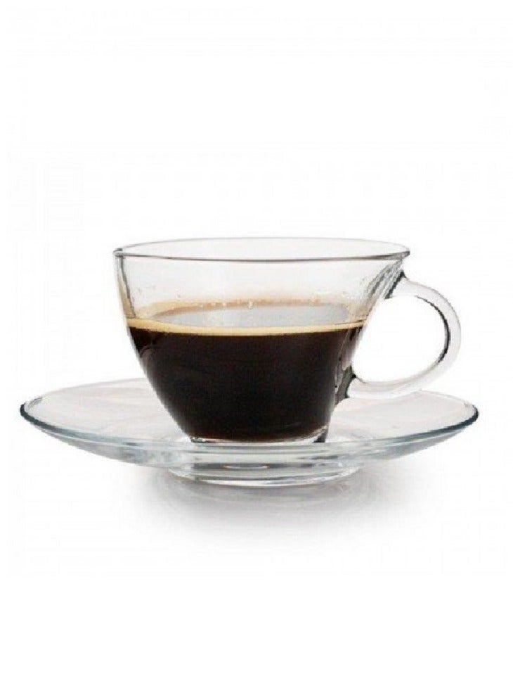 12-Piece Penguen Cup Set, 6 Cups & 6 Saucers, 230 ml Clear 230ml