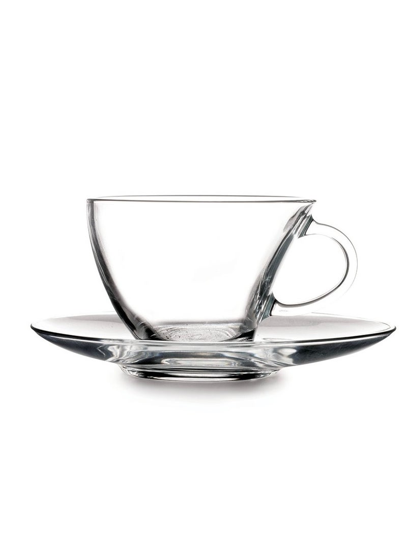 12-Piece Penguen Cup Set, 6 Cups & 6 Saucers, 230 ml Clear 230ml
