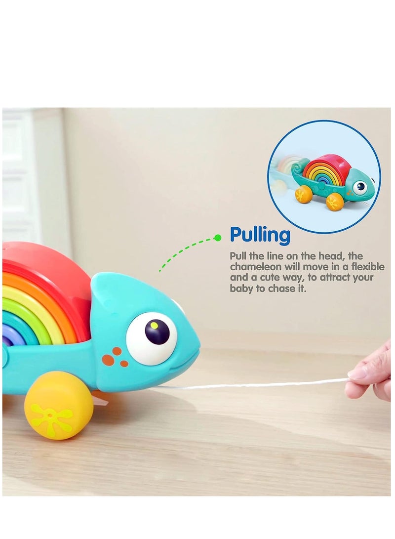 Creative And Learning Educational Toys Rainbow Stacker Toy - Crawling Toys - Push and Pull Baby Toys - Toddler Toy Gifts for 1 2 3 4 Years old Children / Boys / Girls 27x14x12cm