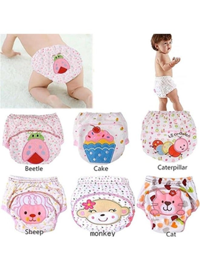 6 Pieces Baby Potty Training Pants, Cute Breathable Potty Training Underwear, Toddler Training Underwear for 1-3 Years Girls and Boy Strong Absorbent Cotton Training Pants