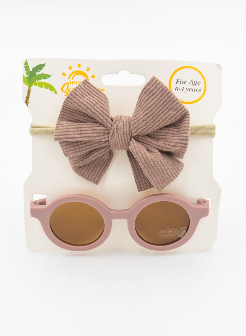 Glasses and Headband Set For Babies and Girls Light Brown Colour
