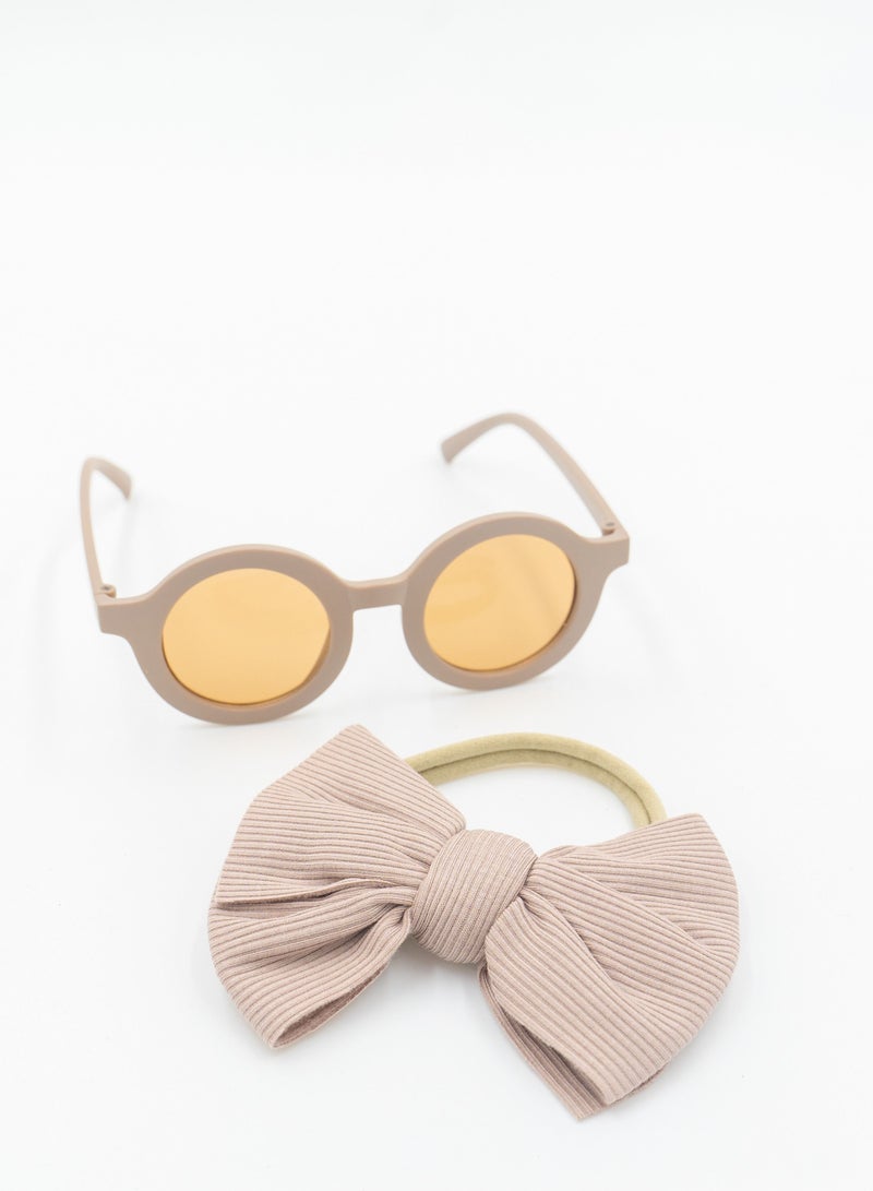 Glasses and Headband Set For Babies and Girls Beige Colour