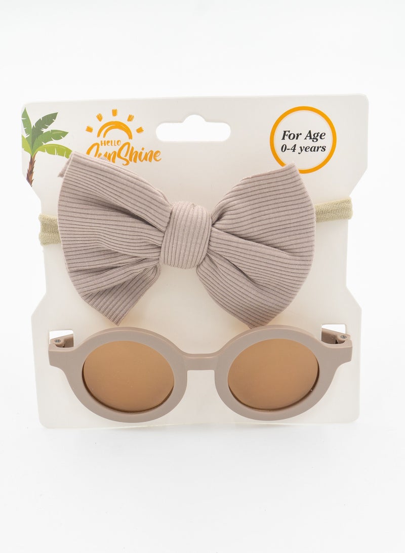 Glasses and Headband Set For Babies and Girls Beige Colour
