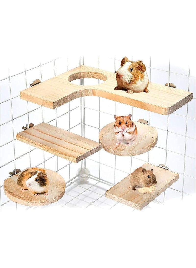 COOLBABY 5PCS Parrot Hamster Chinchilla Squirrel Springboard Step Set Natural Wooden Pedal Wooden Platform for Small Animal  Birds