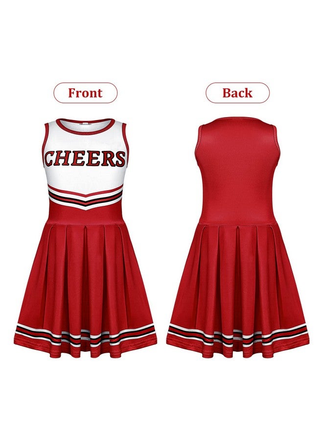 4 Pcs Girls Halloween Cheerleader Costume Outfit Set Fancy Dress For Kids Halloween Birthday Party (9 To 10 Years Old)