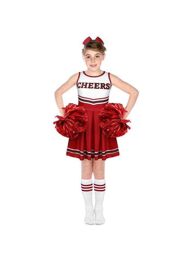 4 Pcs Girls Halloween Cheerleader Costume Outfit Set Fancy Dress For Kids Halloween Birthday Party (9 To 10 Years Old)