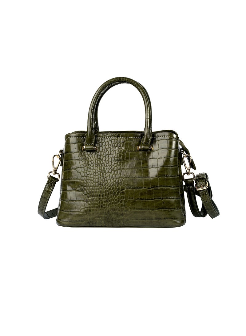 Daphne Reptile Textured Vegan Leather Ladies Shoulder Crossbody Handbag