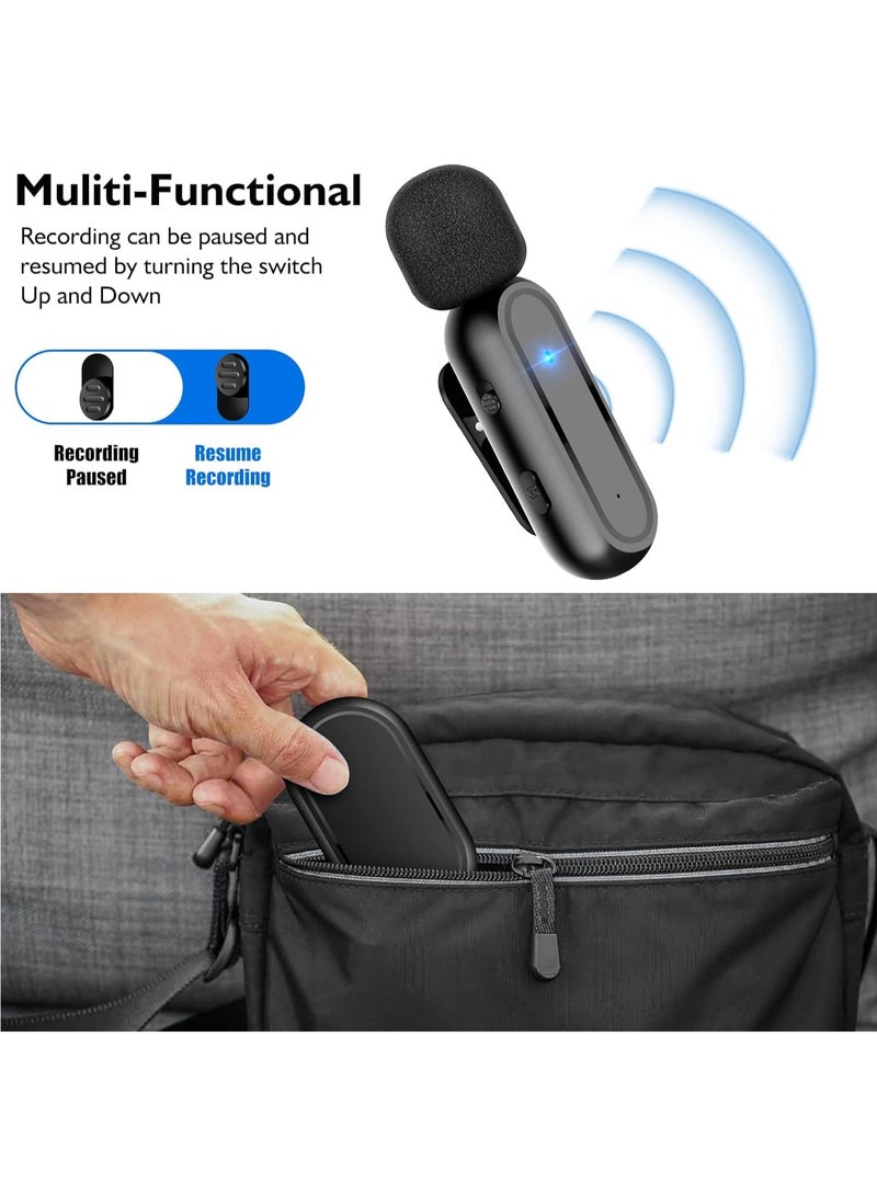 Wireless Lavalier Microphone for iPhone 15 | Android phones | Laptop and other USB C Devices | Plug and Play Mini Mic with Charging Bin Earbud for YouTube TikTok Live Streaming Gaming (2 Type C Mics)