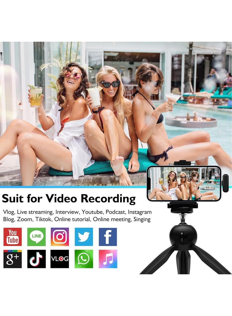 Wireless Lavalier Microphone for iPhone 15 | Android phones | Laptop and other USB C Devices | Plug and Play Mini Mic with Charging Bin Earbud for YouTube TikTok Live Streaming Gaming (2 Type C Mics)