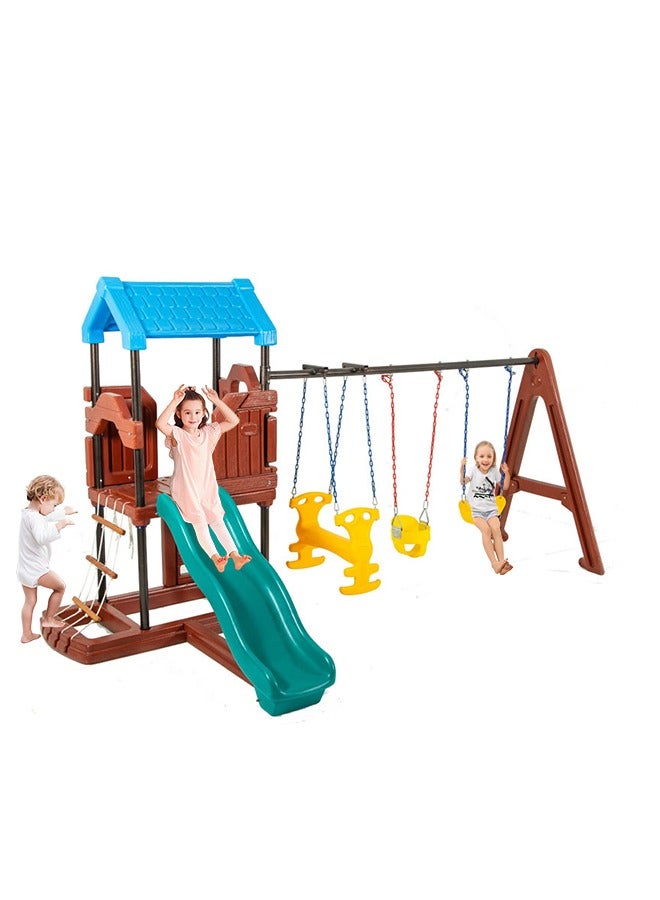 Kids Swing Slide Playset Plastic Commercial Playground Equipment Backyard