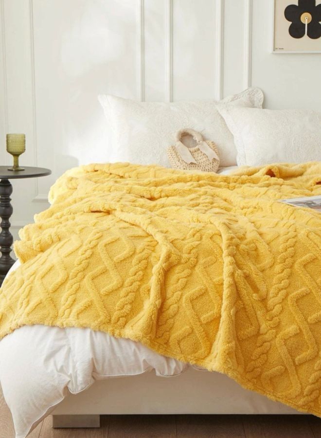 Taffeta fleece blanket super soft yellow color.