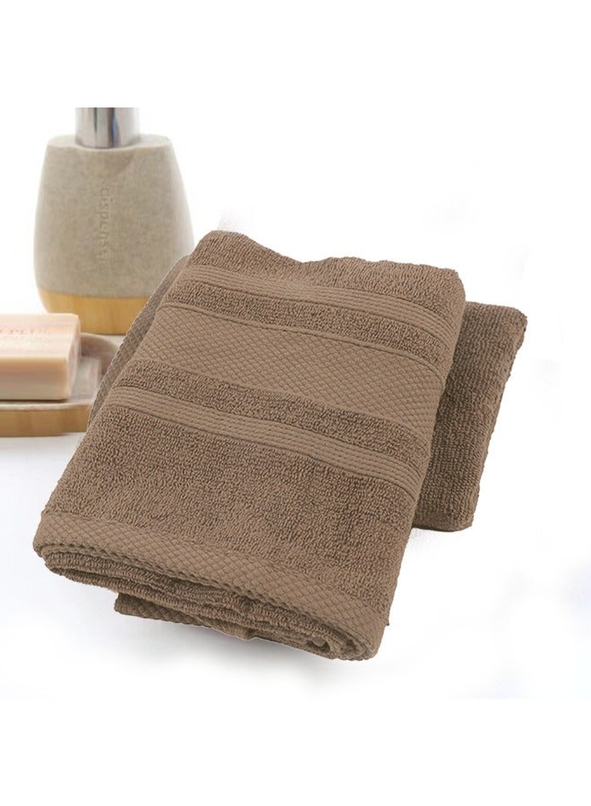 Home Castle (Beige) Premium Cotton Hand Towel (50 X 90 Cm-Set Of 4) Highly Absorbent, High Quality Bath Linen With Diamond Dobby 550 Gsm