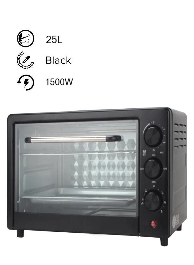 Electric Oven With Rotisserie Grill Function And Power Indicator Light 90 Mins Timer 25L 1500W CYTO-1025 Black
