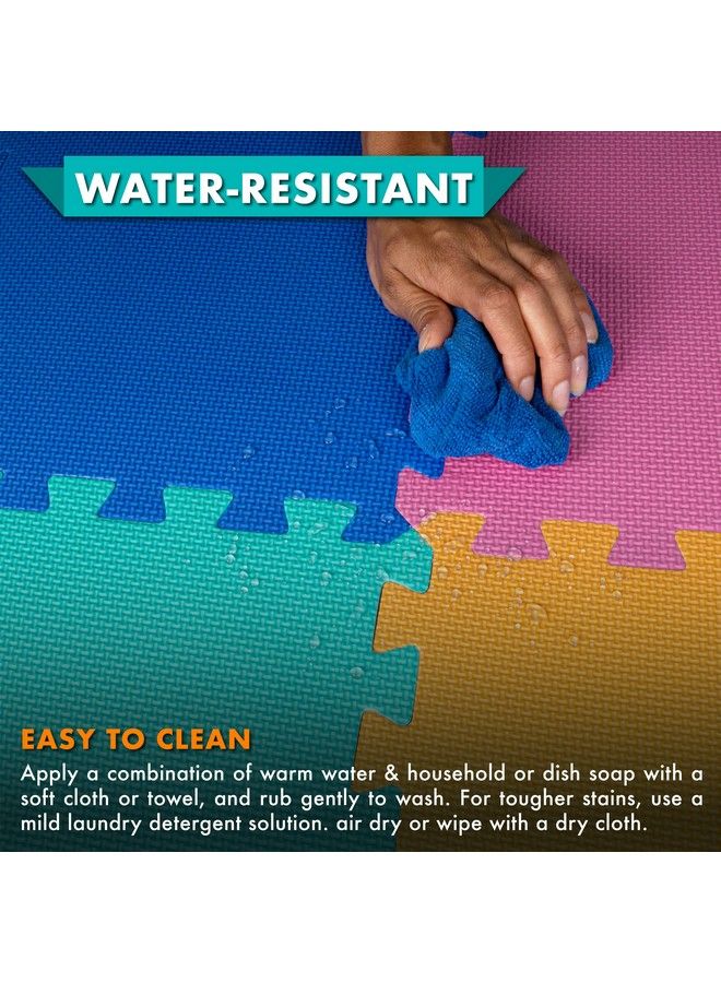 Puzzle Solid Foam Play Mat For Kids 16 Tiles With Edges Assorted