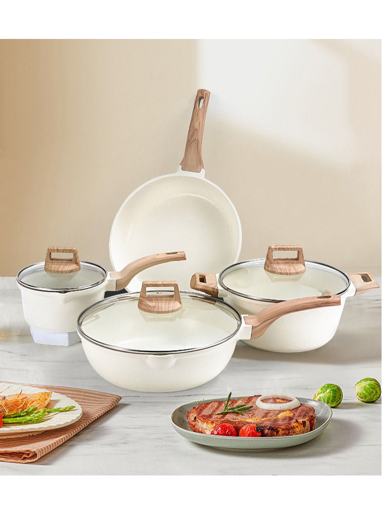 7-Piece Cook Set,  Saucepans 18/24/28 cm with Airtight Lids, 24cm Frying Pans, All Heat Sources Including Induction