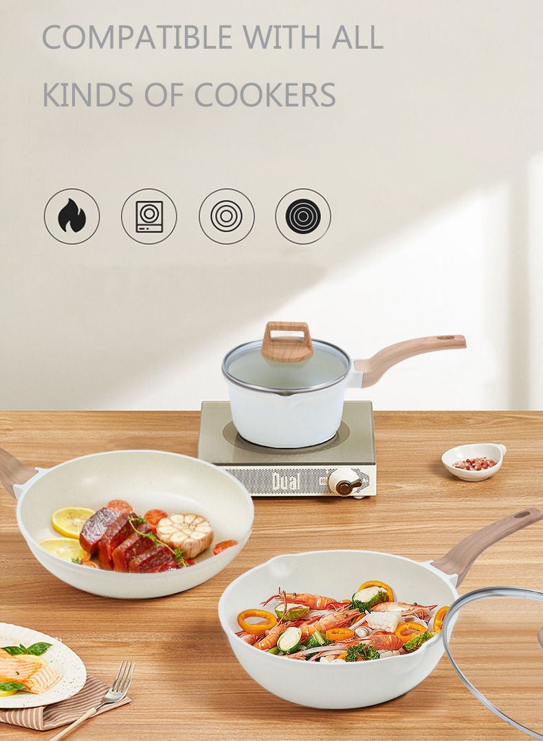 7-Piece Cook Set,  Saucepans 18/24/28 cm with Airtight Lids, 24cm Frying Pans, All Heat Sources Including Induction