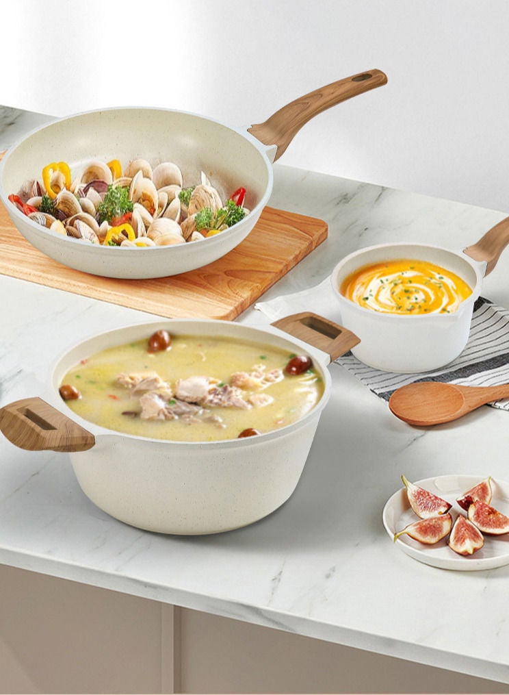 7-Piece Cook Set,  Saucepans 18/24/28 cm with Airtight Lids, 24cm Frying Pans, All Heat Sources Including Induction