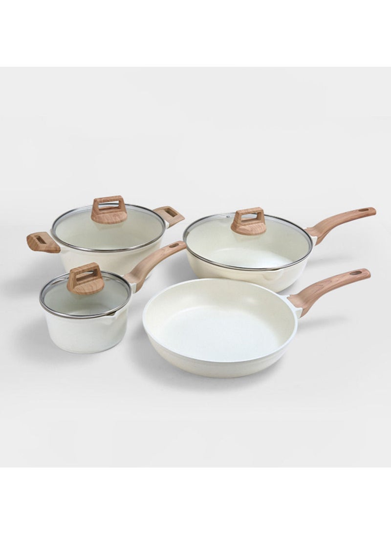 7-Piece Cook Set,  Saucepans 18/24/28 cm with Airtight Lids, 24cm Frying Pans, All Heat Sources Including Induction