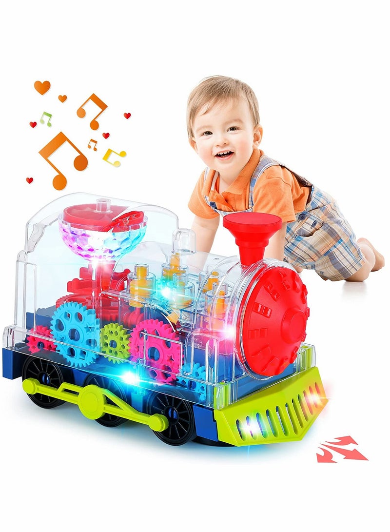 Baby Musical Car Toys Musical Toys for Toddlers Train Crawling Tummy Time Toys for Kids with Electronic Light Sound Music Early Educational Train Sets for Infant Birthday(Ordinary Battery)