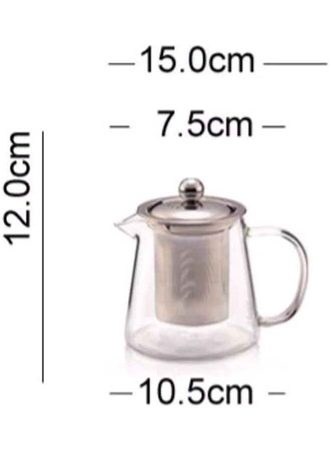Heat-Resistant Glass Teapot Clear/Silver 12x10.5cm