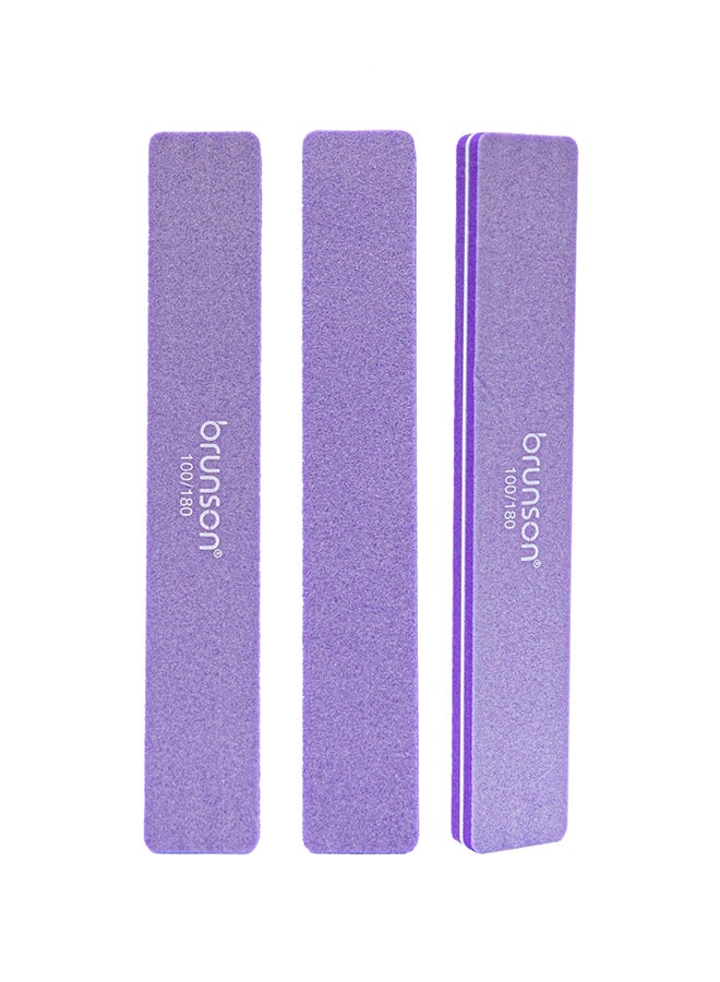 12 Pieces Manicure Files UV Gel Polish Tools Rectangular Shape Sanding Purple Nail Buffer SEB-317PR