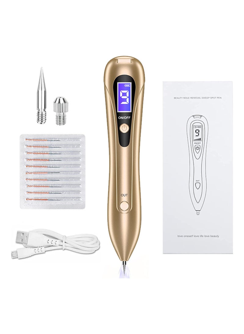 Laser Mole Removal Pen, Portable Skin Tag Removal Pen with 9 Intensity Levels, 10 Replaceable Fine Needles for Face, Body Warts, Freckles, Mole Spot Treatment and Age Spots