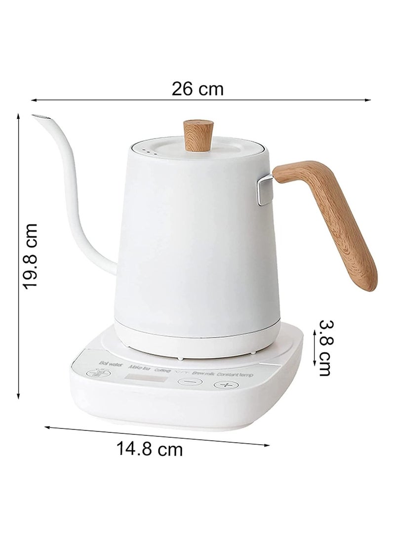 Coffee Pot 900ml Ultra-fast Boiling Hot Water Kettle Stainless Steel Electric Kettle Automatic Temperature Control Constant Temperature 1000w Rapid Heating (white)