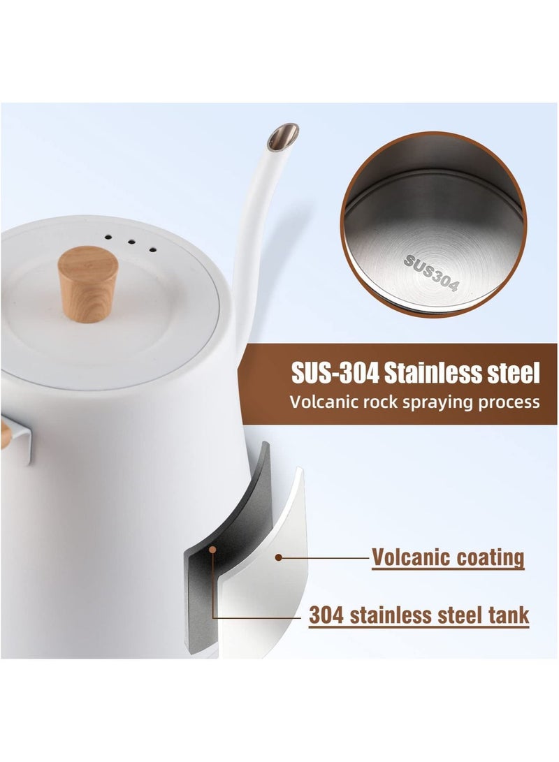 Coffee Pot 900ml Ultra-fast Boiling Hot Water Kettle Stainless Steel Electric Kettle Automatic Temperature Control Constant Temperature 1000w Rapid Heating (white)